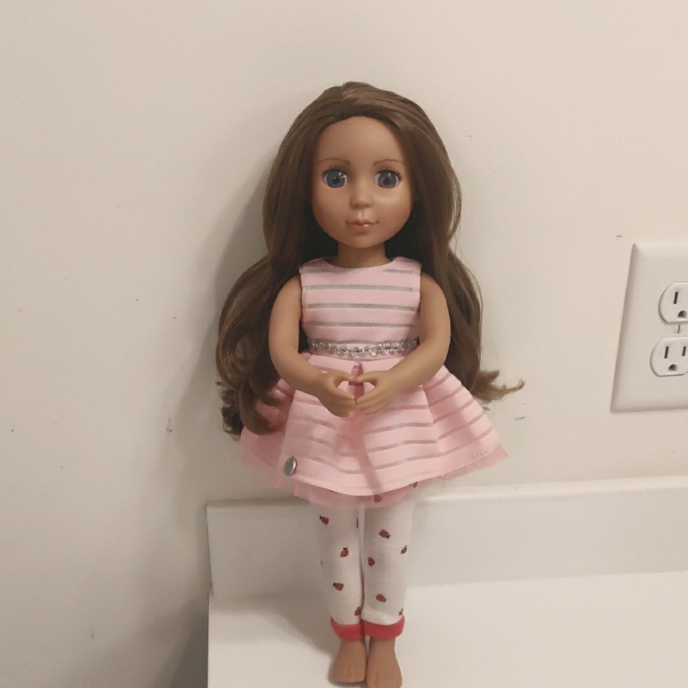 Glitter Girls By Battat 14" Poseable Doll with Long Brown Hair Y2K Cottagecore